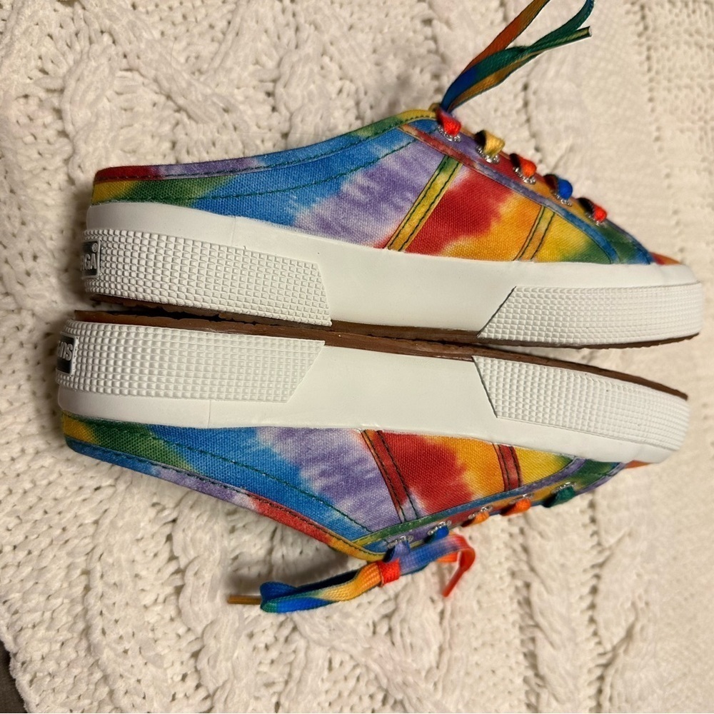 Like New tie dye Superga slip on sneakers 36 6 red blue green yellow purple pink - Picture 6 of 12